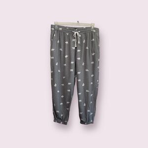 Gap Body grey flannel polar bear print elastic bottom pajama pants size L